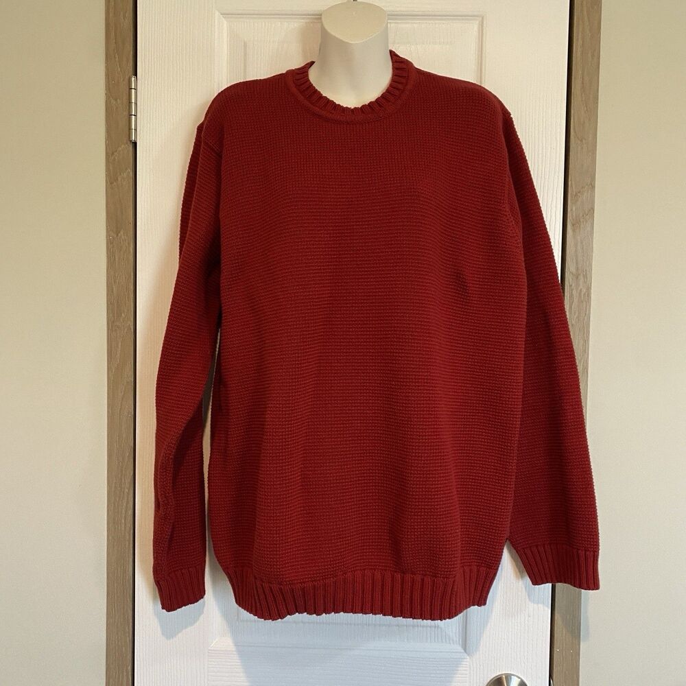 Vtg Izod Mens Sweater XL Pullover red knit y2k teacher dad 100% cotton
